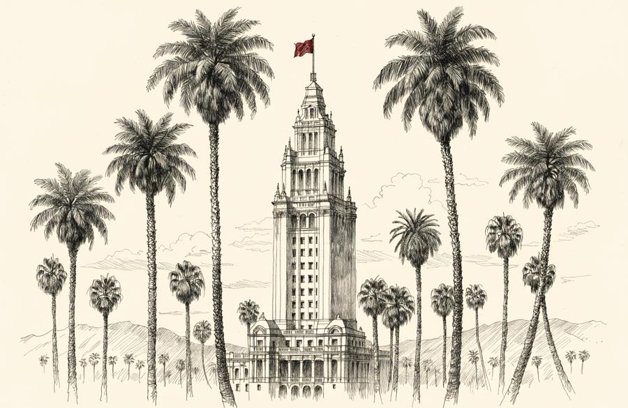Ilustración a lápiz de Los Ángeles